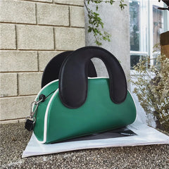 Green PU Leather Shoulder Bag Large Capacity Female Purse Handbag
