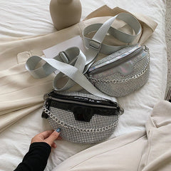 Summer Female Belt Bag Leather Fanny pack Phone Pack Bright diamonds Lady Waist