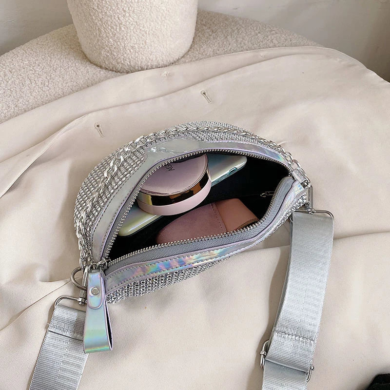 Summer Female Belt Bag Leather Fanny pack Phone Pack Bright diamonds Lady Waist