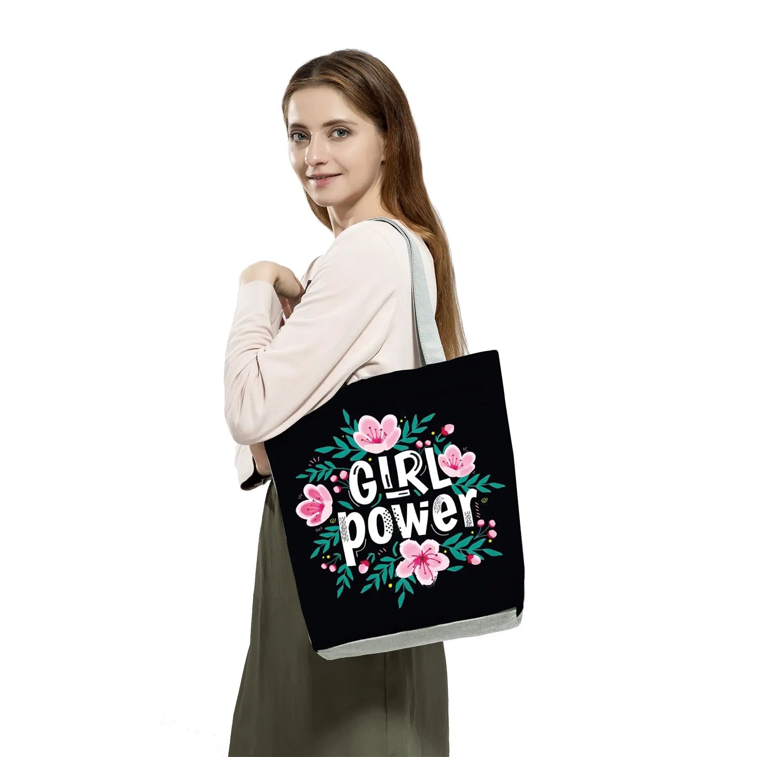 Summer Flower Letter Shoulder Bags Foldable Shopping Bag Women Large Capacity