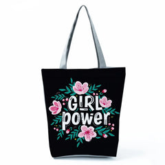 Summer Flower Letter Shoulder Bags Foldable Shopping Bag Women Large Capacity