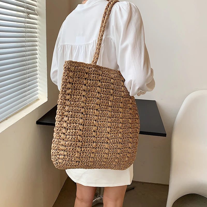 Bohemian Straw Beach Totes Handbag Lady Travel Shopper Weaving Bags