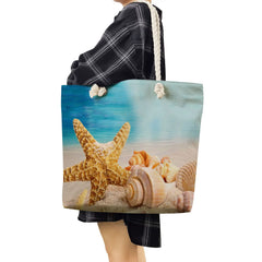 Summer High Capacity Linen Beach Bag Plant Eco Reusable Shopper Bag