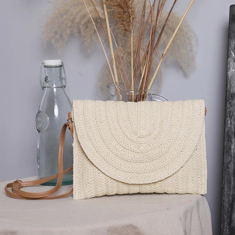 Summer Holiday Beach Crossbody Messenger Bag Straw Shoulder Bags