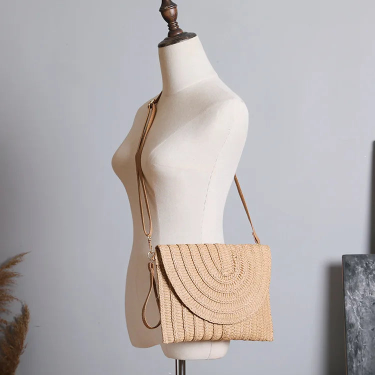 Summer Holiday Beach Crossbody Messenger Bag Straw Shoulder Bags