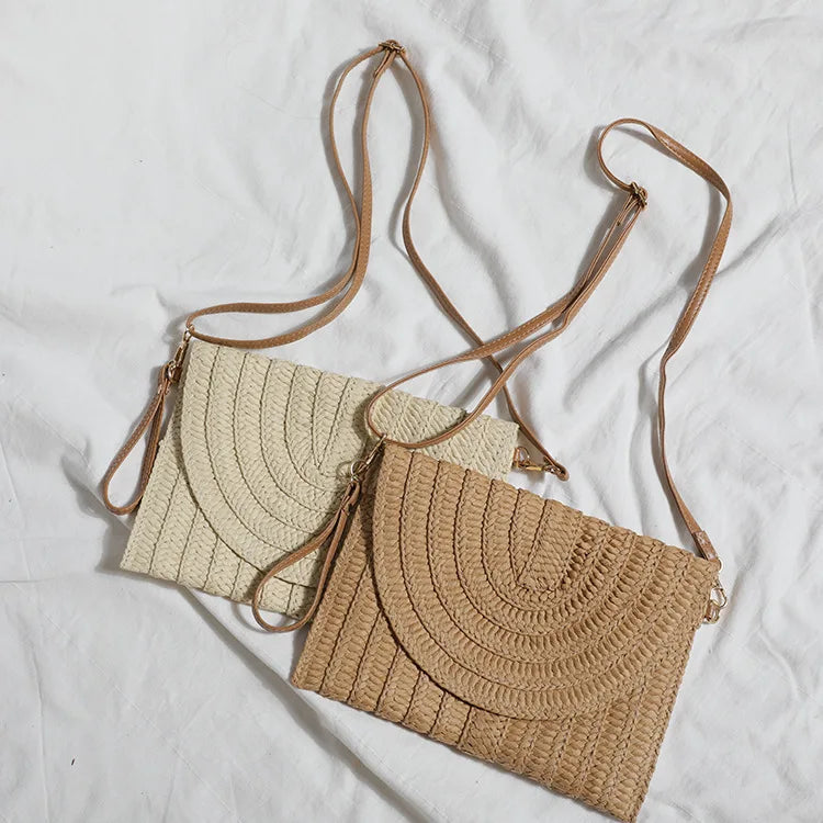 Summer Holiday Beach Crossbody Messenger Bag Straw Shoulder Bags