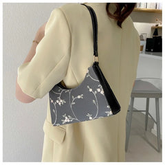 Summer Lace Floral Shoulder Bag for Women Soft PU Leather Beach Travel Handbag