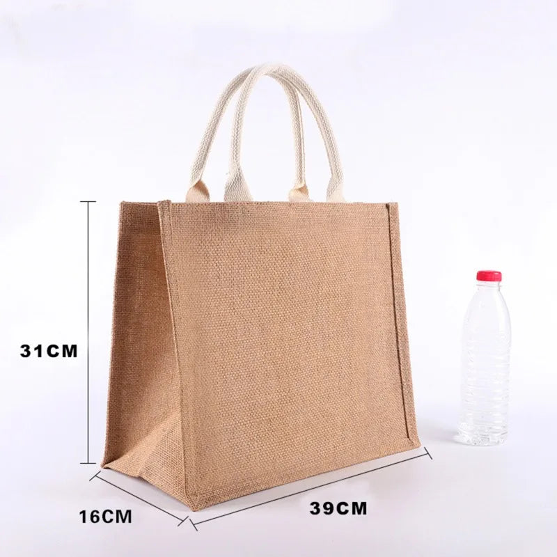 Summer Large Capacity Linen Beach Tote Bag Shoulder Handbag