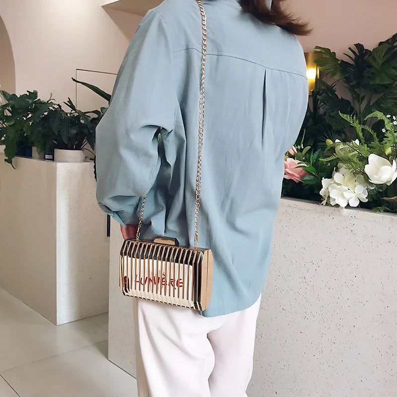Summer Metal Hollow Square Chain Crossbody Bags for Women Small Bags