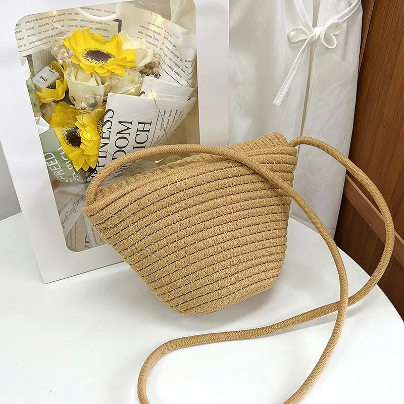 Summer Oblique Cross Women's Bag Straw Woven Seaside Texture Shoulder Bag