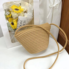 Summer Oblique Cross Women's Bag Straw Woven Seaside Texture Shoulder Bag