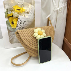 Summer Oblique Cross Women's Bag Straw Woven Seaside Texture Shoulder Bag