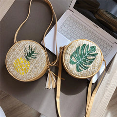 Summer Women's Straw Shoulder Bag Embroidered Crossbody Bag