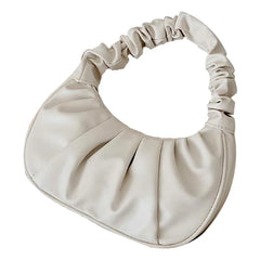 Vintage Summer Pleated Handbags Women Underarm Bag PU Leather