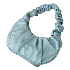 Vintage Summer Pleated Handbags Women Underarm Bag PU Leather