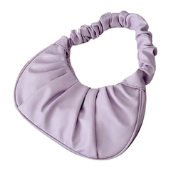 Vintage Summer Pleated Handbags Women Underarm Bag PU Leather