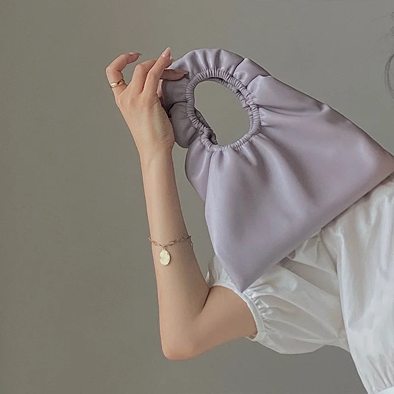 Summer Pleated Handlebags For Women PU Cloud Bags