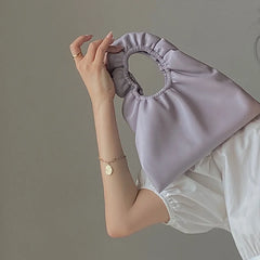 Summer Pleated Handlebags For Women PU Cloud Bags