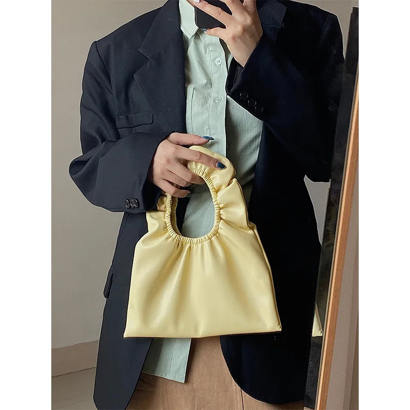 Summer Pleated Handlebags For Women PU Cloud Bags