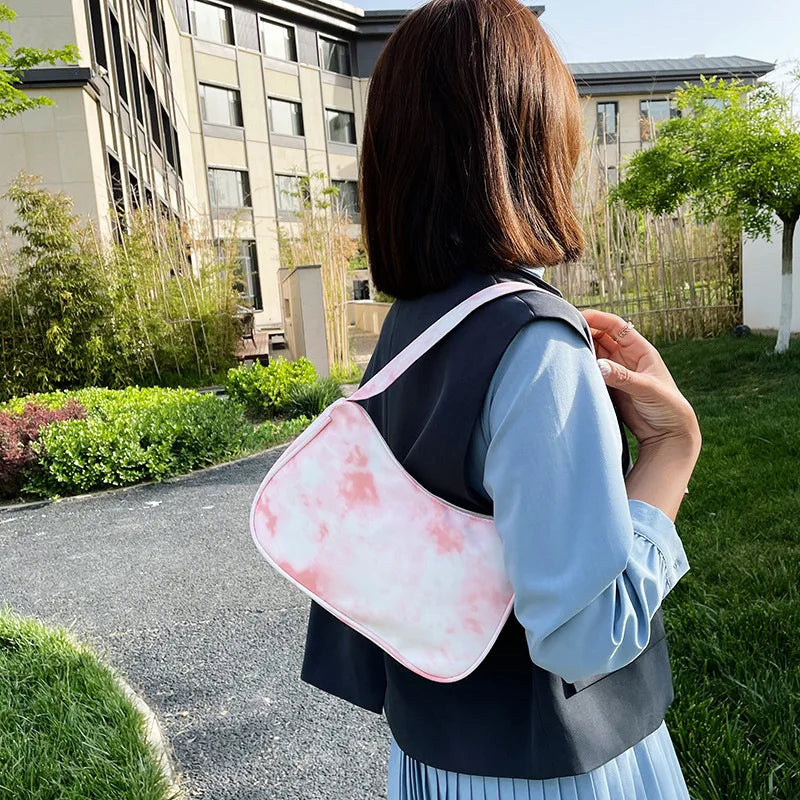 Summer Canvas Underarm Bag Zipper Lady Shoulder Bag
