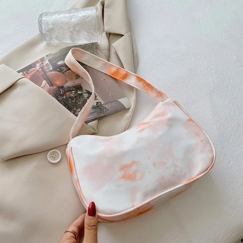 Summer Canvas Underarm Bag Zipper Lady Shoulder Bag