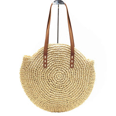 Summer Round Straw Bags For Women Rattan Shoulder Bag Woven Beach Handbags