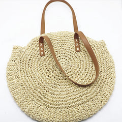 Summer Round Straw Bags For Women Rattan Shoulder Bag Woven Beach Handbags
