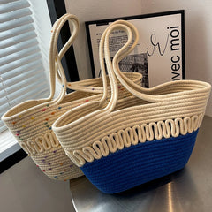 Summer Straw Women Bag Woven Beach Bag Large Capacity Shoulder Basket Bag