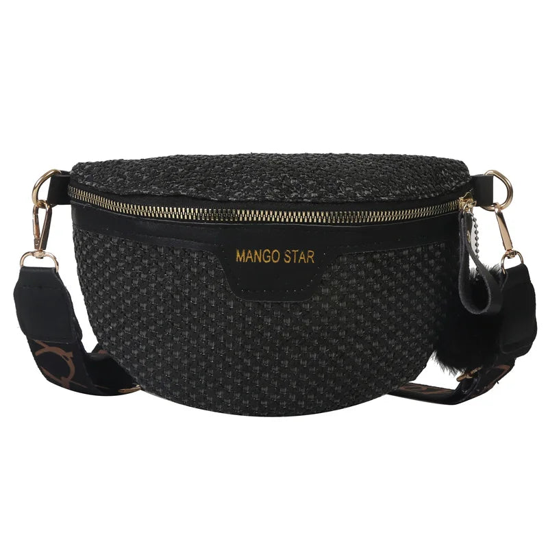 Summer Straw Waist Bag Casual Belt Bags Fanny Pack Banana Chest Pack