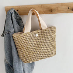 Summer Straw Woven Bucket Bag Women's Handbag