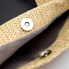 Summer Straw Top-Handle Bag Love Print Bucket Tote Handbag