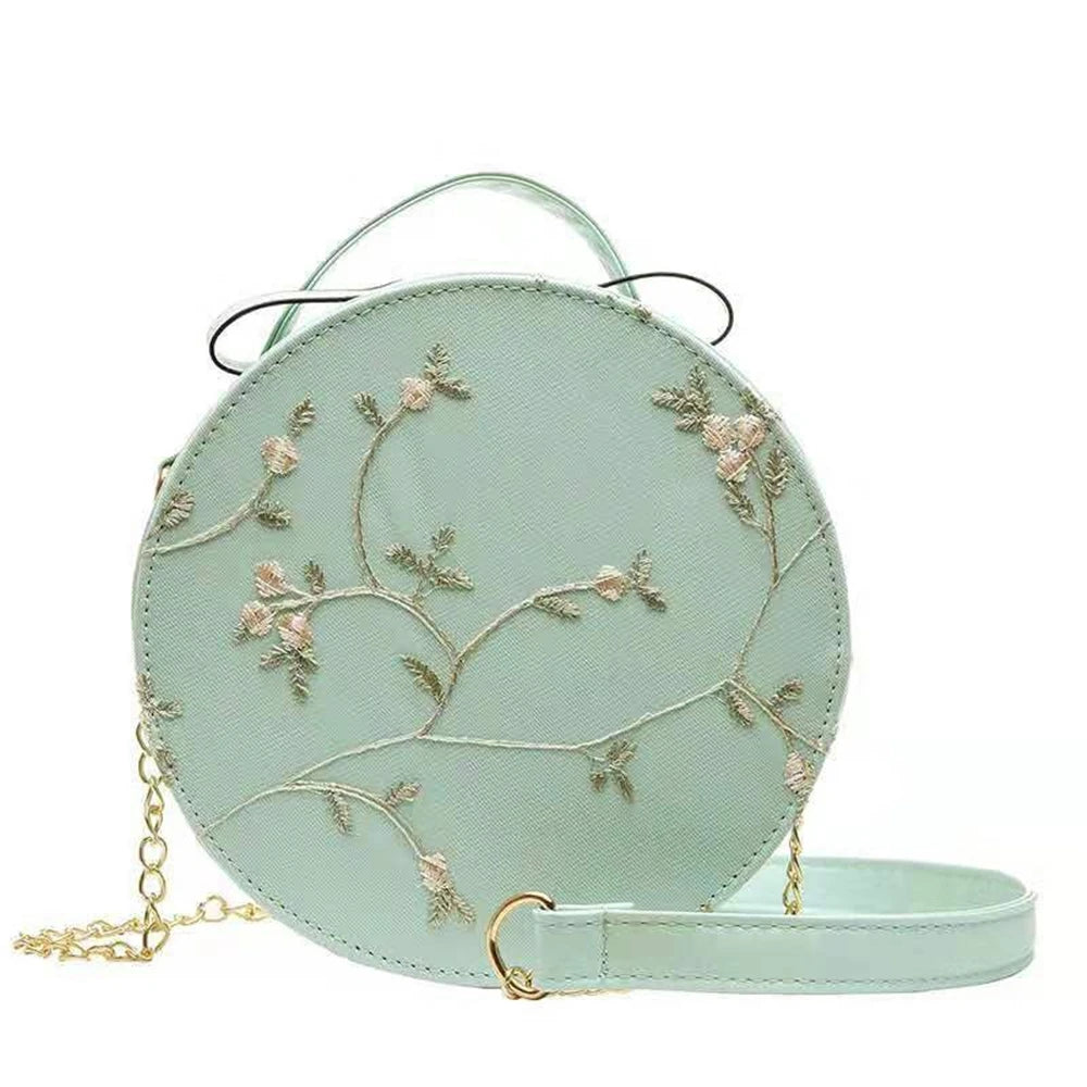 Summer Sweet Lace Round Handbags High PU Leather Women Crossbody Bags