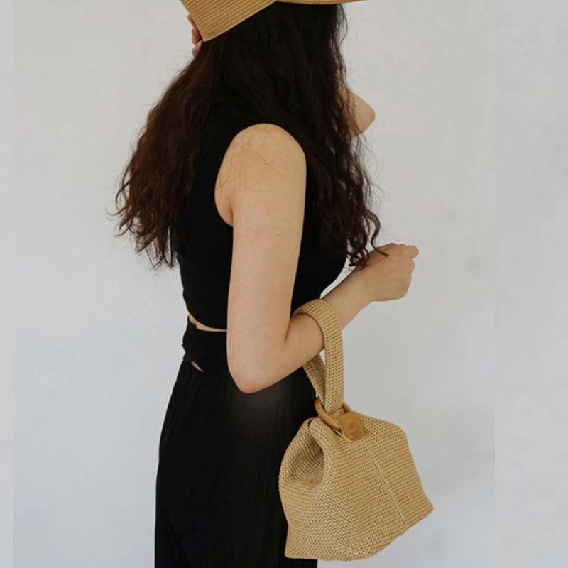 Summer Straw Handbag for Women Beach Rattan Bag