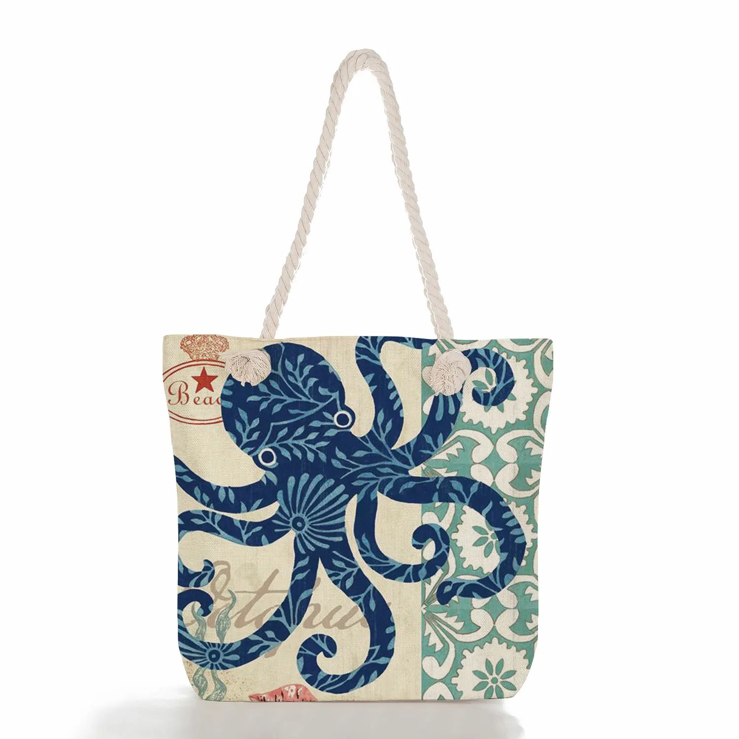 Summer Women Linen Handbags Travel Beach Tote Bag Shoulder Bag High Capacity