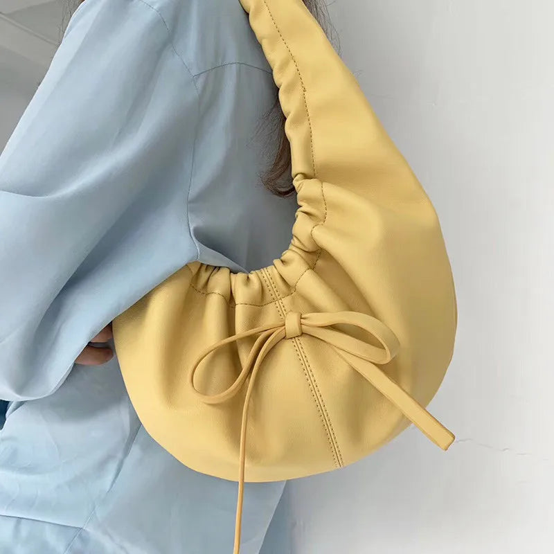 Summer Women Handbag Soft Tote Bag Clutch Bag Solid PU Party Purse Bag