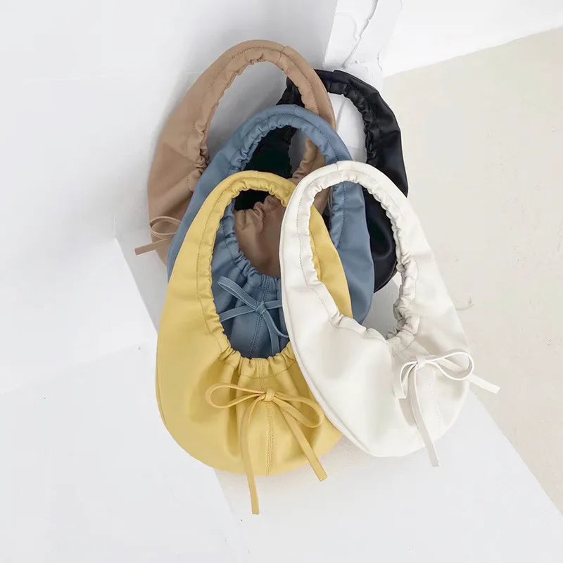 Summer Women Handbag Soft Tote Bag Clutch Bag Solid PU Party Purse Bag