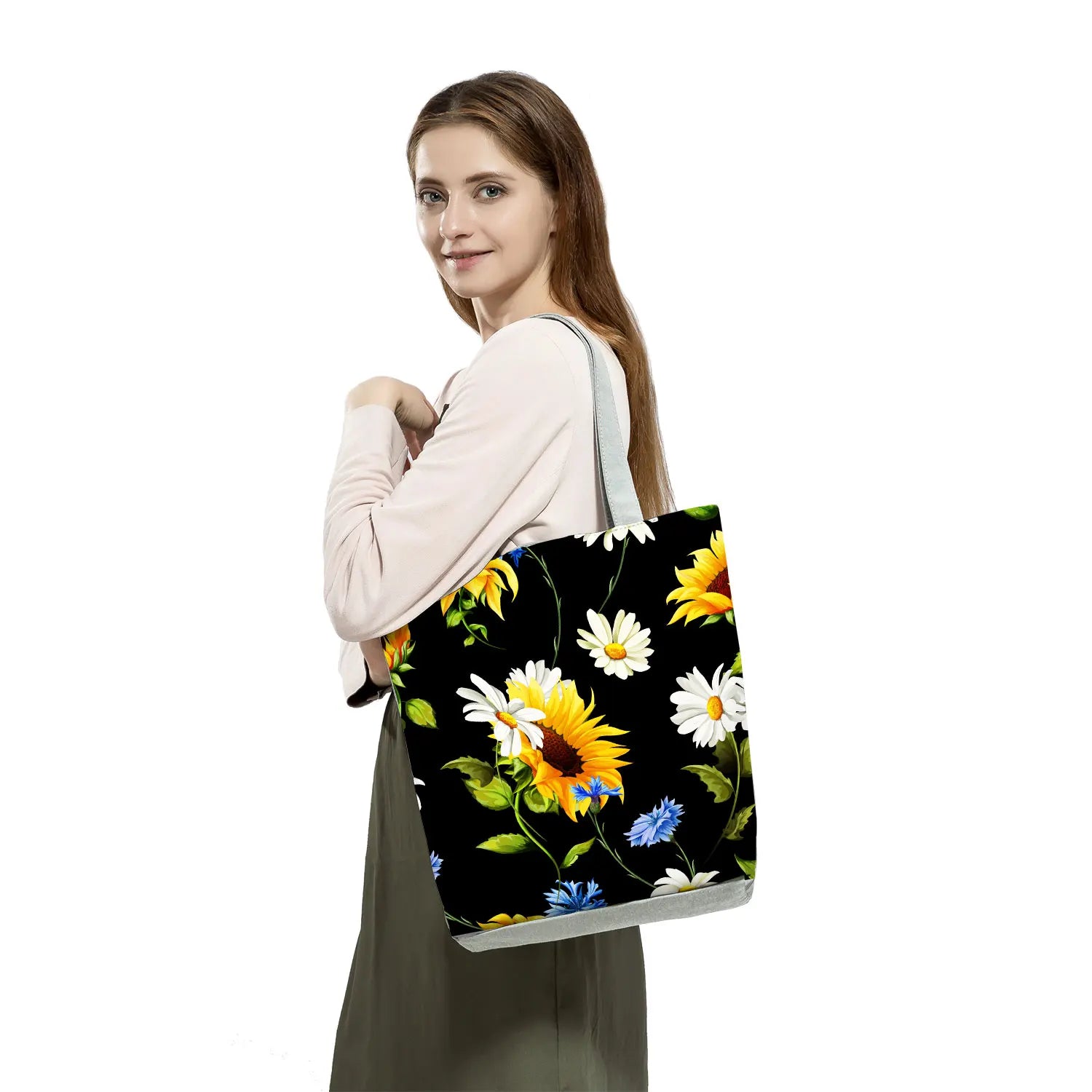 Sunflower Eco Reusable Shopping Bag Floral Graphic Tote