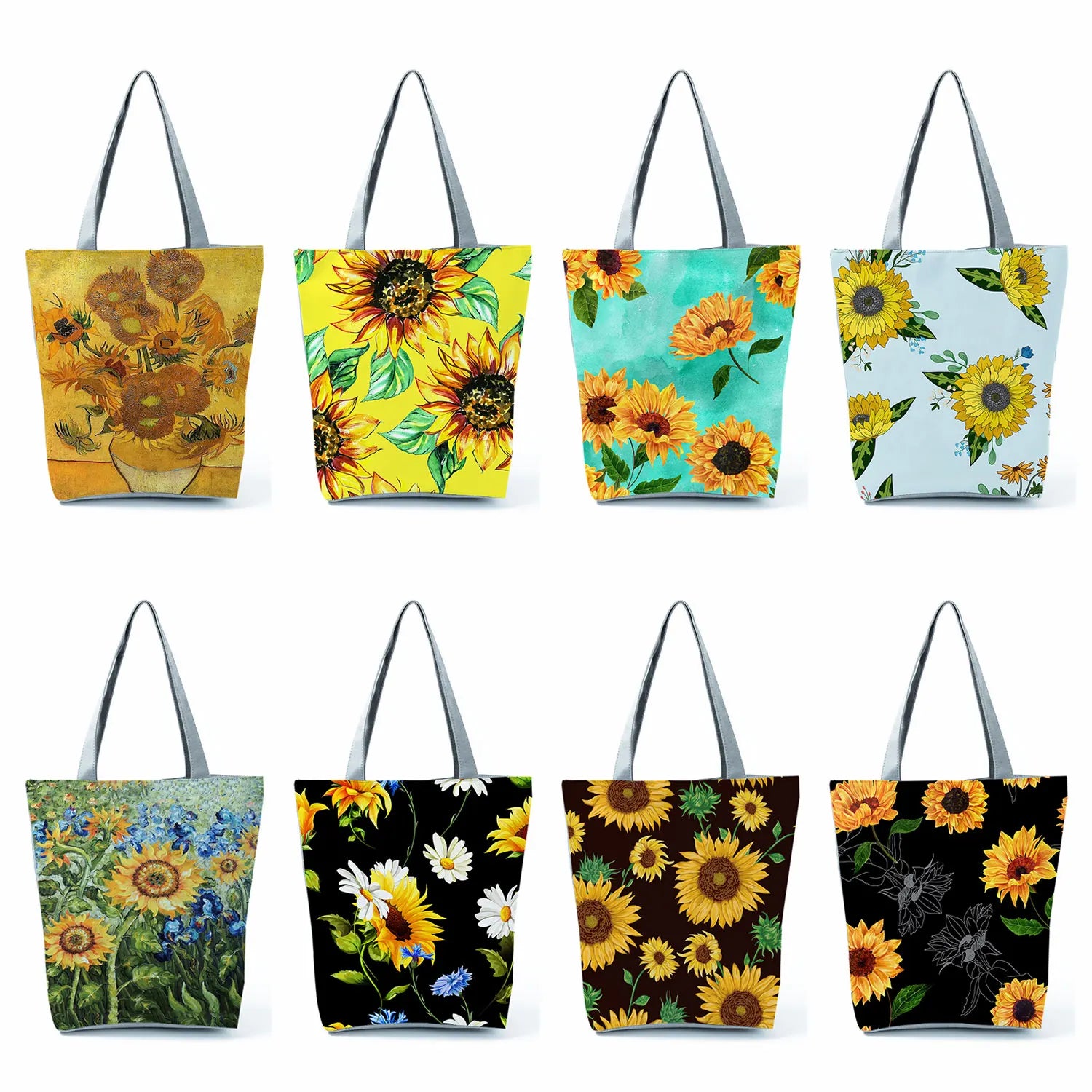 Sunflower Eco Reusable Shopping Bag Floral Graphic Tote