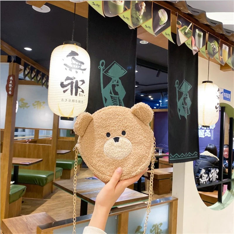 Bear Face Small Round Bag Lolita Girl Cross Body Bag