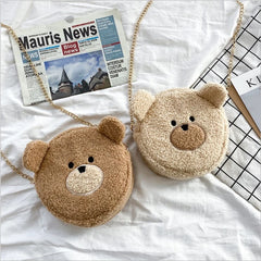 Bear Face Small Round Bag Lolita Girl Cross Body Bag