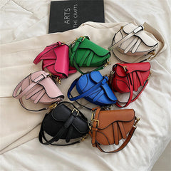 Mini Women's Lipstick Box Saddle Bag PU Leather Shoulder Crossbody Tassel Sac