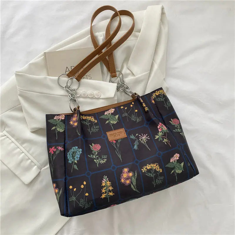 Vintage Flowers Top Women Shoulder Shopping Bag