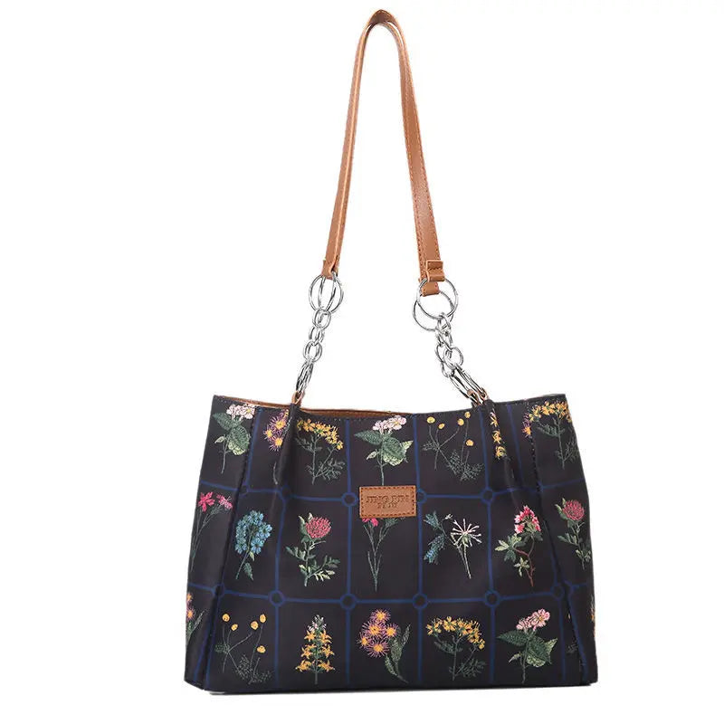 Vintage Flowers Top Women Shoulder Shopping Bag