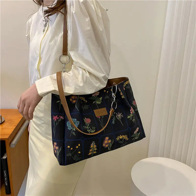 Vintage Flowers Top Women Shoulder Shopping Bag