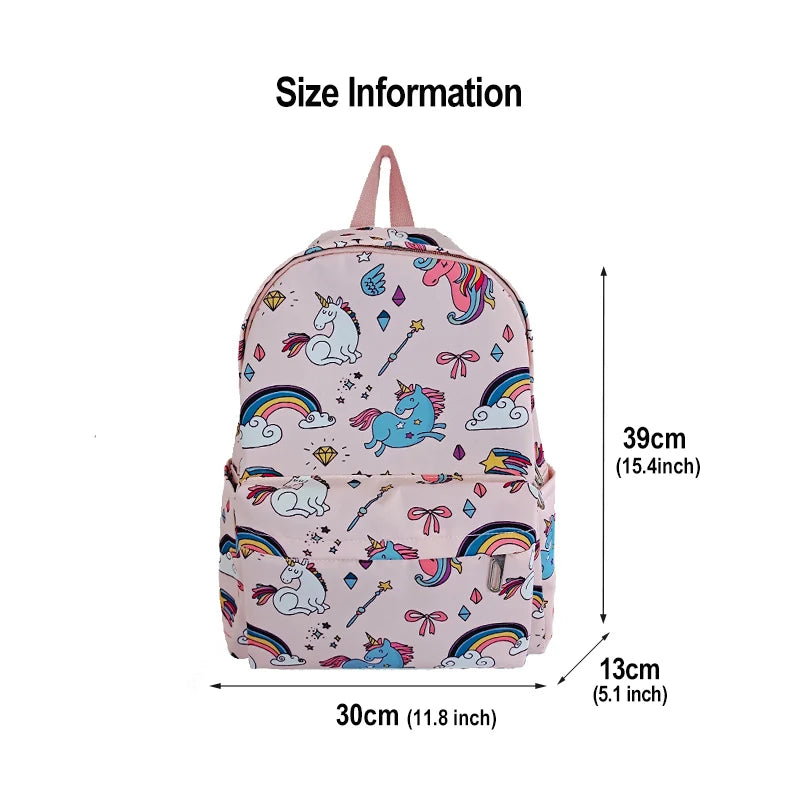 Harajuku Unicorn Print Women Backpack Student School Bag