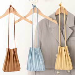 Sweet Pleated Mini Shoulder Bag Soft Leather Handbag