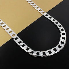 Men's 925 Sterling Silver 10MM Necklace 20/24 Inches Chain Wedding Christmas