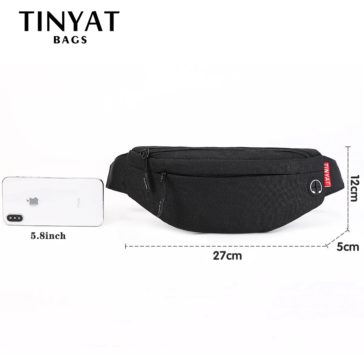 TINYA Canvas Men Fanny Pack Outdoor Sports Waist Pack Crossbody Phone Pouch Bag
