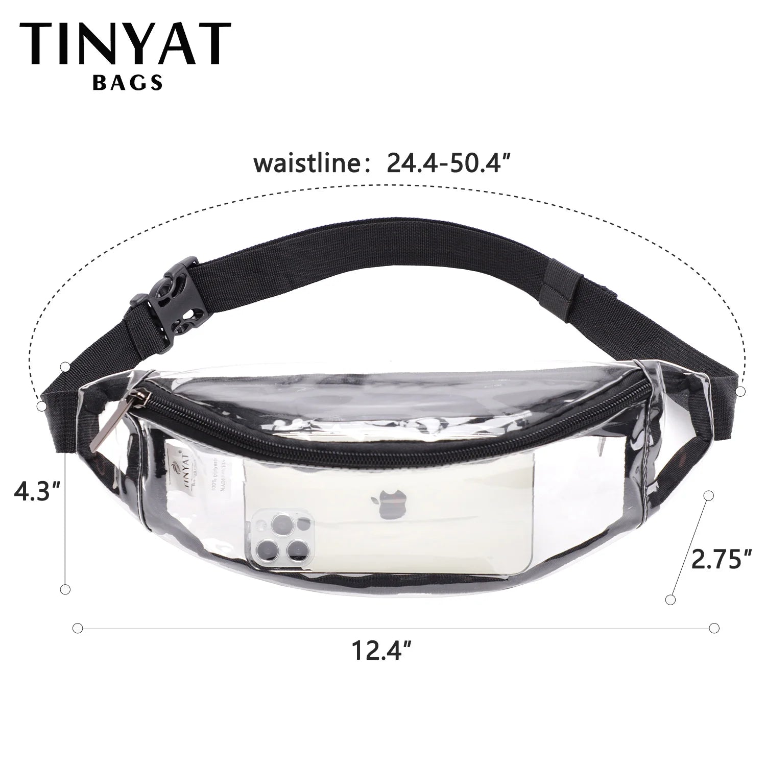 Clear PVC Waist Bag Packs for Women 2 Pockets