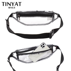 Clear PVC Waist Bag Packs for Women 2 Pockets